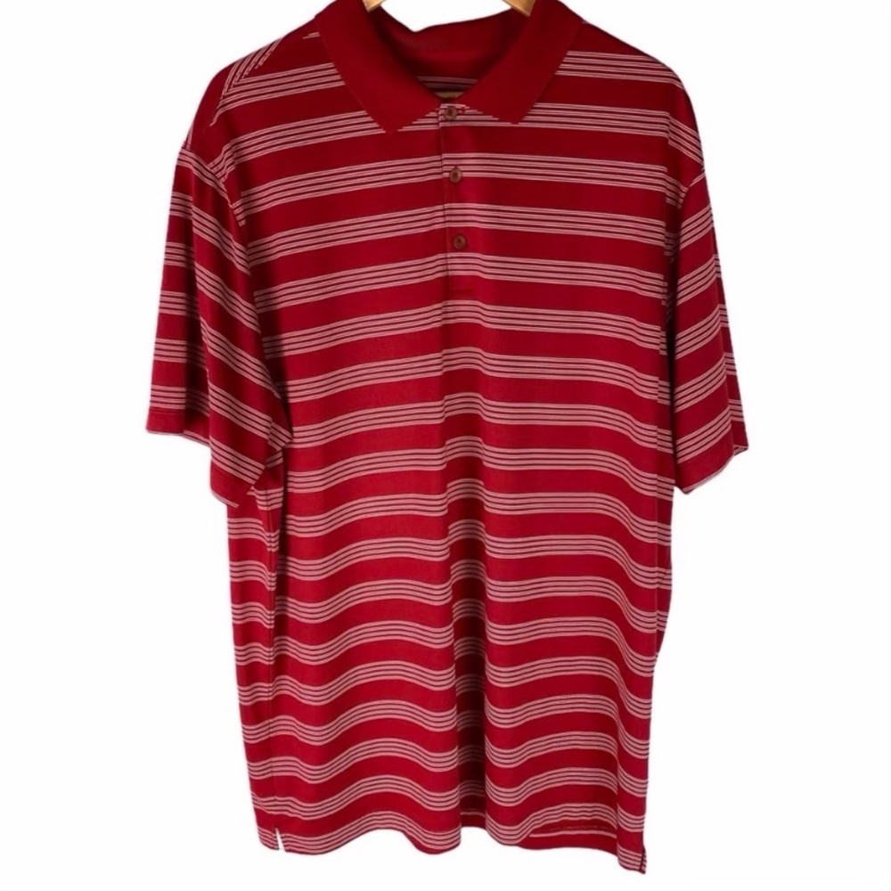 NIKE GOLF Red Striped Polo Shirt | 2XL